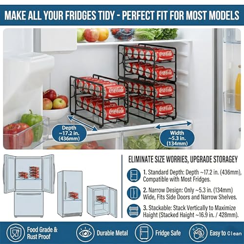 CANYAVE-Soda-Can-Organizer-Storage-Rack-2-Pack-Stackable-Beverage-Soda-Can-Dispenser-Organizer-Holder-for-Refrigerator-Cabinet-Pantry-Black