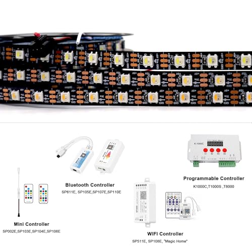Image of DC5V SK6812 (Similar WS2812B) RGBW RGB+Warm White LED Strip Light 60leds /Pixels /m Individually Addressable 4Color in 1LED Dream Color(16.4ft(5m) 300leds, IP30) (No Adapter or Controller)