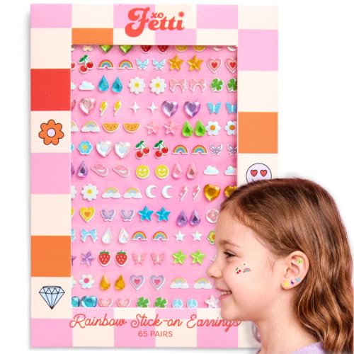 xo Fetti Rainbow Stick On Earrings - 65 Sets 130 Pieces | Party Rainbow Gems Stickers Face Body Jewelry Colorful