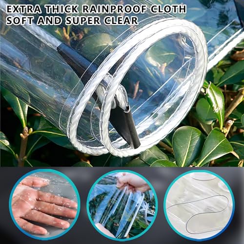Bâche imperméable en plastique transparent durable avec œillets de fixation
