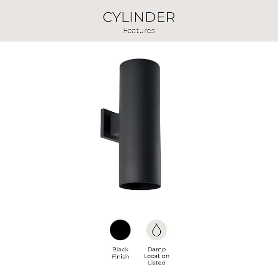 Progress Lighting Cylinder Outdoor Wall Light, Black