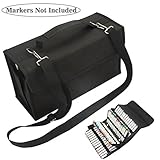 Samaz 80 Slots Marker Case Markers Carrying Bag Holder for Primascolor Marker and Copic Marker (Black)
