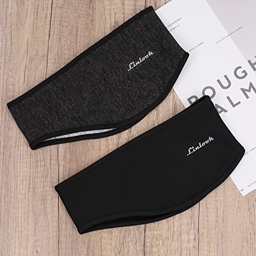 Sport Bandeau Hiver Cache Oreille Protege pour Homme Femme - 2 Pièces Sport Headband Anti Transpiration pour Running, Jogging Noir Gris