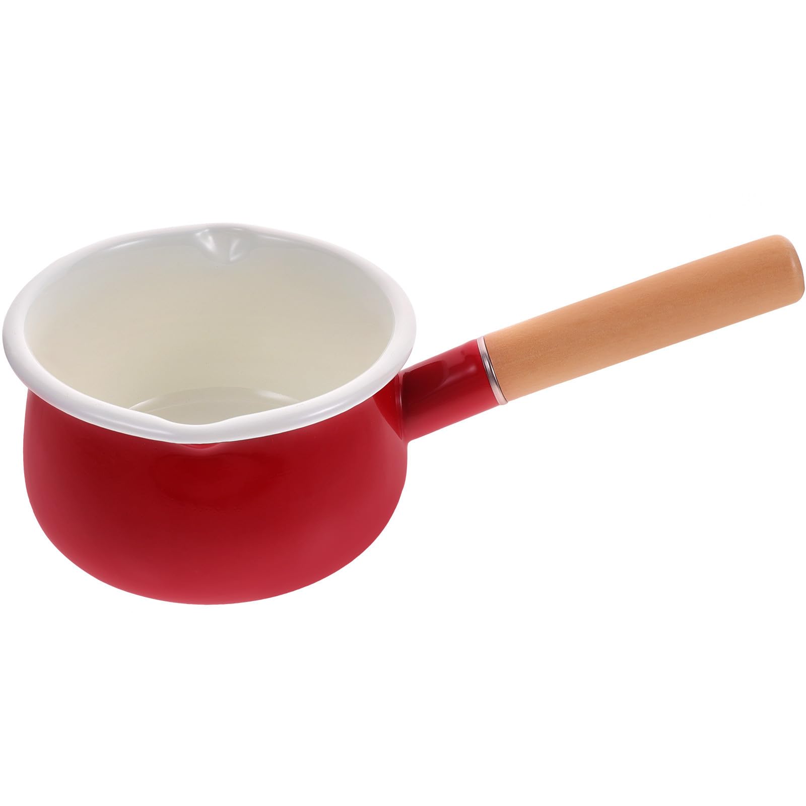 Pentola Smaltata Multiuso per Latte Manico in Legno, Antiaderente e Non Porosa, Piccola Pentola da Cucina per Riscaldare Latte e Cucinare Noodles