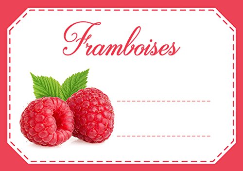 Mon Bio Jardin Lot de 30 étiquettes Autocollantes framboises pour Confiture, Compote, conserves Maison Cover