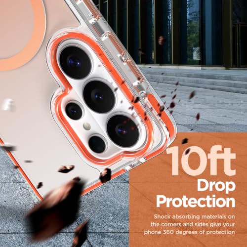 Image of Magnetic Case for Samsung Galaxy S26 Ultra [Compatible with Magsafe] [Anti-Yellowing] [1 Screen Protector] Slim Clear Iridescent Case for Galaxy S26 Ultra 6.9 inch, Orange
