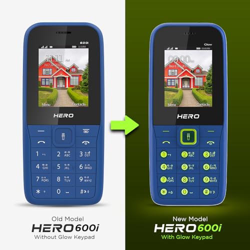 Image of Lava All-New Hero 600i Glow Keypad Mobile Phone With Long Lasting Battery | 10 Regional Language support | Auto Call Recording | Wireless FM with Recording and 32 GB Expandable Storage | Sapphire Blue