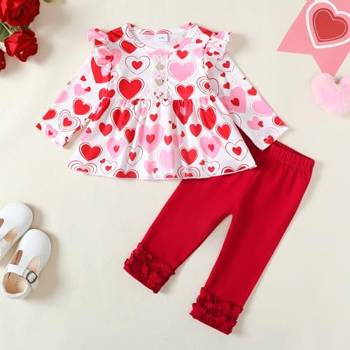 Image of Newborn Baby Girl Clothes Toddler Girl Outfits Ruffle Long Sleeve Tops Pants with Hats and Headband Fall Summer Clothes Sets