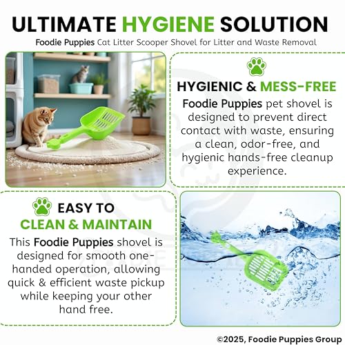 Image of Foodie Puppies Cat Litter Scooper Shovel - (Set of 2) | Durable Plastic Litter Scoop for Cats, Multicolor Cleaning Tool for Cat Sand and Waste Removal