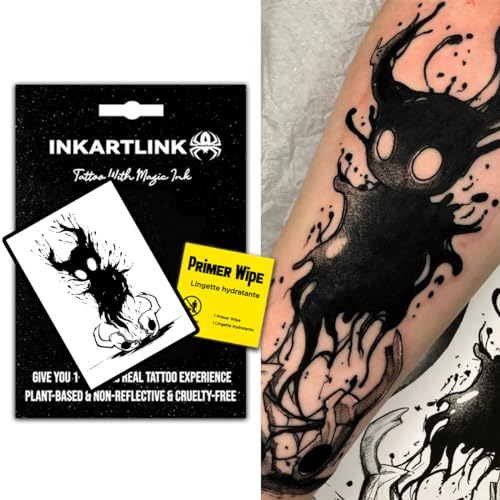 INKARTLINK Temporary Tattoos, Semi Permanent Tattoos, Adult Art Designs, Waterproof Temporary Tattoos, Party Favors, Tattoo Stickers Realistic, No Adhesive, Lasts 1-2 Weeks (The devil is out of body)