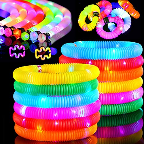 Knicklicht Pop Tubes,12PCS Leuchtstäbe,LED Leuchtspielzeug,LED Stretchrohr,Party Supplies Leuchtstäbe,Partyzubehör im Dunkeln Röhrchen,Geburtstagsparty Dekoration Set, Leuchtende Armbänder Party Deko