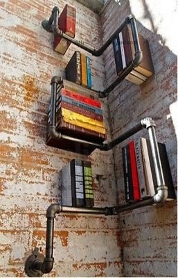 Industrial Urban Style Galvanised Steel Pipe Single Shelf Book Shelf