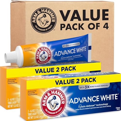 Arm & Hammer Advance White Toothpaste, Clean Mint Flavor, Stain Defense Technology, 6.0oz (4-Pack) – Ansicht 1