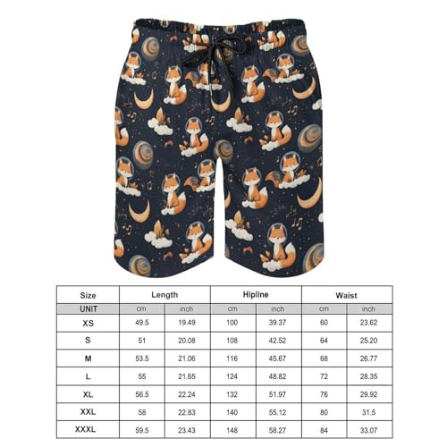 Hawaiian Shorts for Men - Comfy Cute Fox Sky Print Mens Swim Trunks Bathing Suits with Mesh Lining2