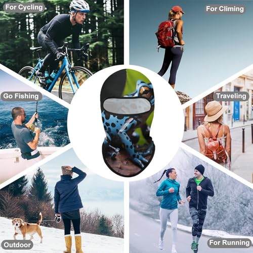 Máscara facial para cabeza completa Dart Frog Azul para hombres y mujeres, protección solar, transpirable, para senderismo, ciclismo, running y conducción miniatura 6