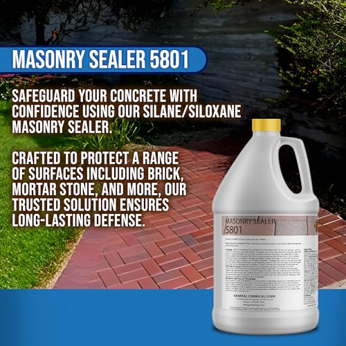Image of DeckGeneral Masonry Sealer 5801 - Clear Concrete Sealant & Waterproof Sealer for Stone, Brick & Mortar - Silane Siloxane Coating for Driveways, Sidewalks, Patios & More (1 Gallon)