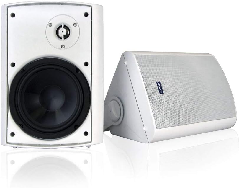 Birsppy 6.5" Outdoor Weatherproof Patio Speaker Pair (White) PSP-W1 - by AVX Audio