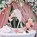 Suncalla 6 Pack Floral Hoop Centerpieces Table Decorations Kit Include 6 Metal Wreath Ring with 6 Wood Base 50 Rose Flower 12 Faux Butterfly for DIY Home Wedding Table Decor(Silver Hoop, Pink Rose)