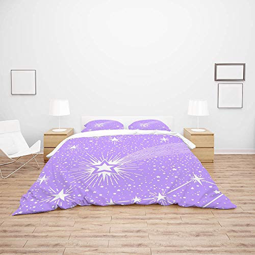 Parure de lit housse de couette polyester durable et taie violette - 4