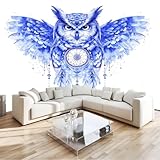 Papel Pintado Minimalista Búho Atrapasueños Colgante De Pluma 350 x 256 cm, Blanco Tejido No Tejido con Efecto 3D, Ideal para Pasillo Oficina o Regalo de Inauguración Mural de Pared