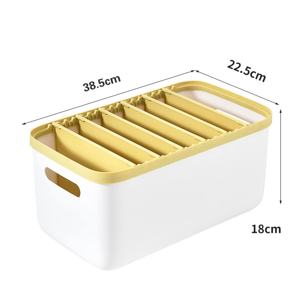 Caja de almacenamiento para ropa interior, organizador de plástico para calcetines, brasieres y bufandas, diseño que ahorra espacio, tapa abatible, duradera y versátil para soluciones de