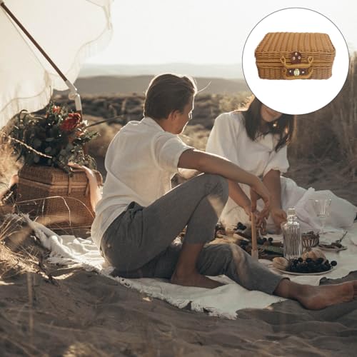 Panier de rangement tissé rétro Beaupretty grande boîte décorative à main - 5