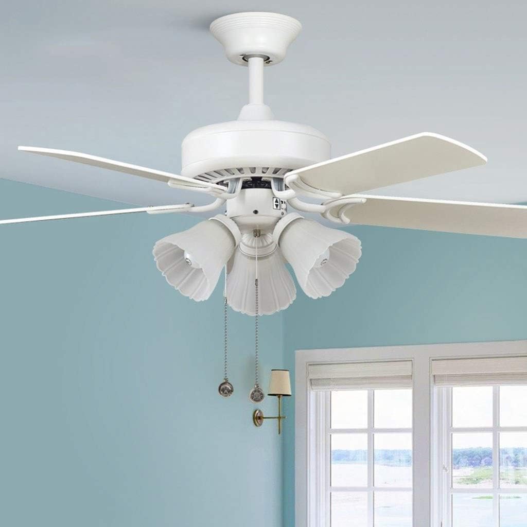 Luz de Techo y Ventilador Iluminación De Techo Lámpara De Araña De Hoja De Madera Blanca Ventilador De Techo Luz De Ventilador De Dormitorio Iluminación del Hogar Lmparas con Ventilador de Techo