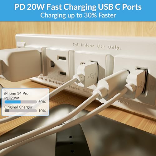 Drawer Outlet Kit with PD 20W USB-C Fast Charging Station(2), AC(TR)(15Amp) Outlets(2), (14 AWG) Power Cable, Aluminum Cord Management Arm for Wide Drawer Bathroom Kitchen Bedroom Offices Cabinets