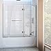 DreamLine Aqua 56-60 in. W x 58 in. H Frameless Hinged Tub Door with Extender Panel in Brushed Nickel, SHDR-3148586-EX-04