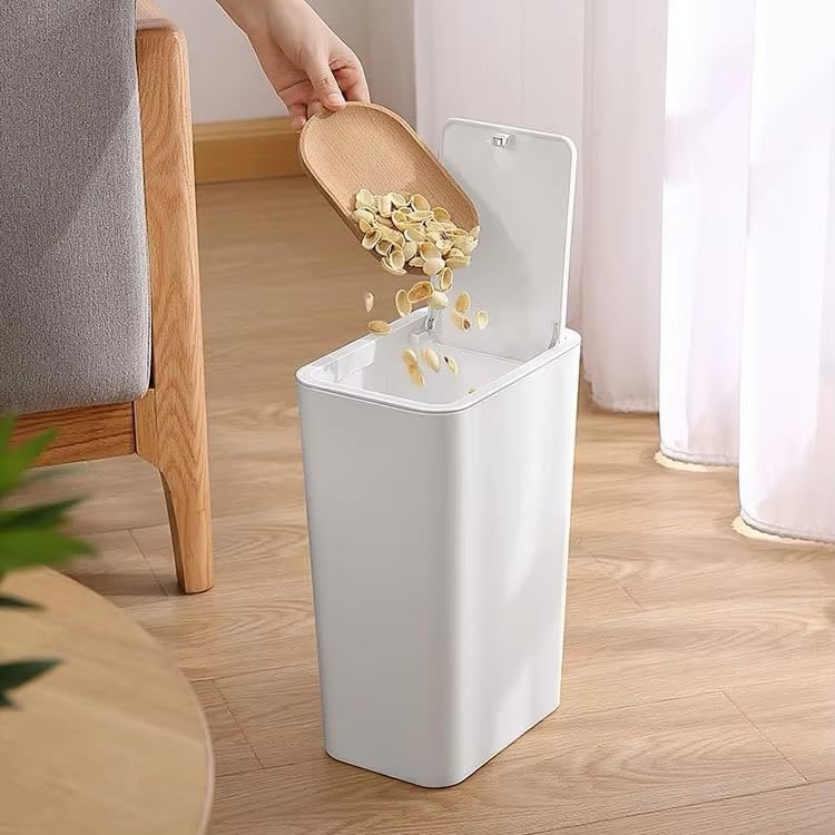 Caneca de basura con tapa 15 L pack x2 plástico blanco miniatura 7
