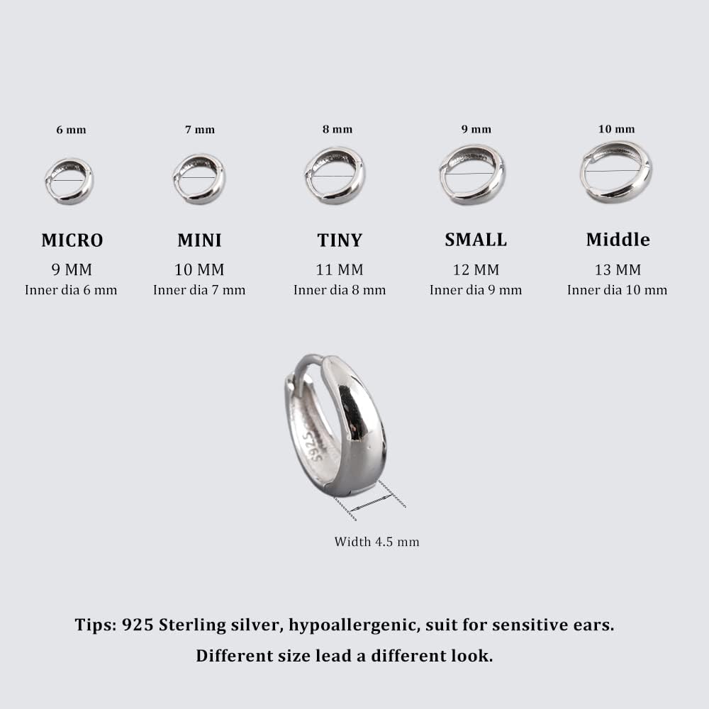 Thick Hoop Earrings for Women Girls, Chunky Huggie Earrings in 925 Sterling Silver and 14k Real Gold Plated for Everyday Wear - Image 7