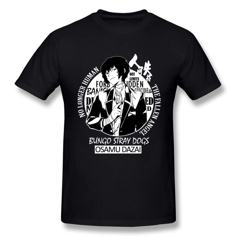 JIUWEIHU Bungou Stray Dogs Osamu Dazai T-Shirt Graphic Top Printed Tee Shirt for Mens Black M