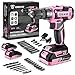 Akkuschrauber Set 2 Akkus 60 Min Schnellladung: DEKOPRO Akkubohrer 20V 40 Nm 18+1 Drehmoment 2-Gang LED für Frauen Haus DIY, Rosa