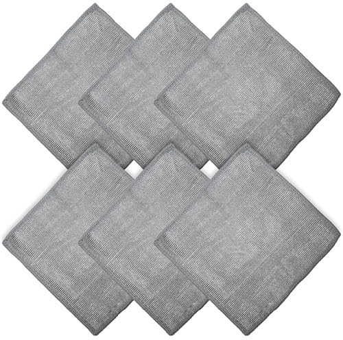 WHOOSH! Microfiber Cleaning Cloth, 6 Pack, Glasses and Screen Cleaning Cloth, Suitable for Car Screen, Computer, Laptop, iPad, MacBook, Smart Phone, Monitor, Eyeglasses, Watches (6 x 6 Inch), Grey