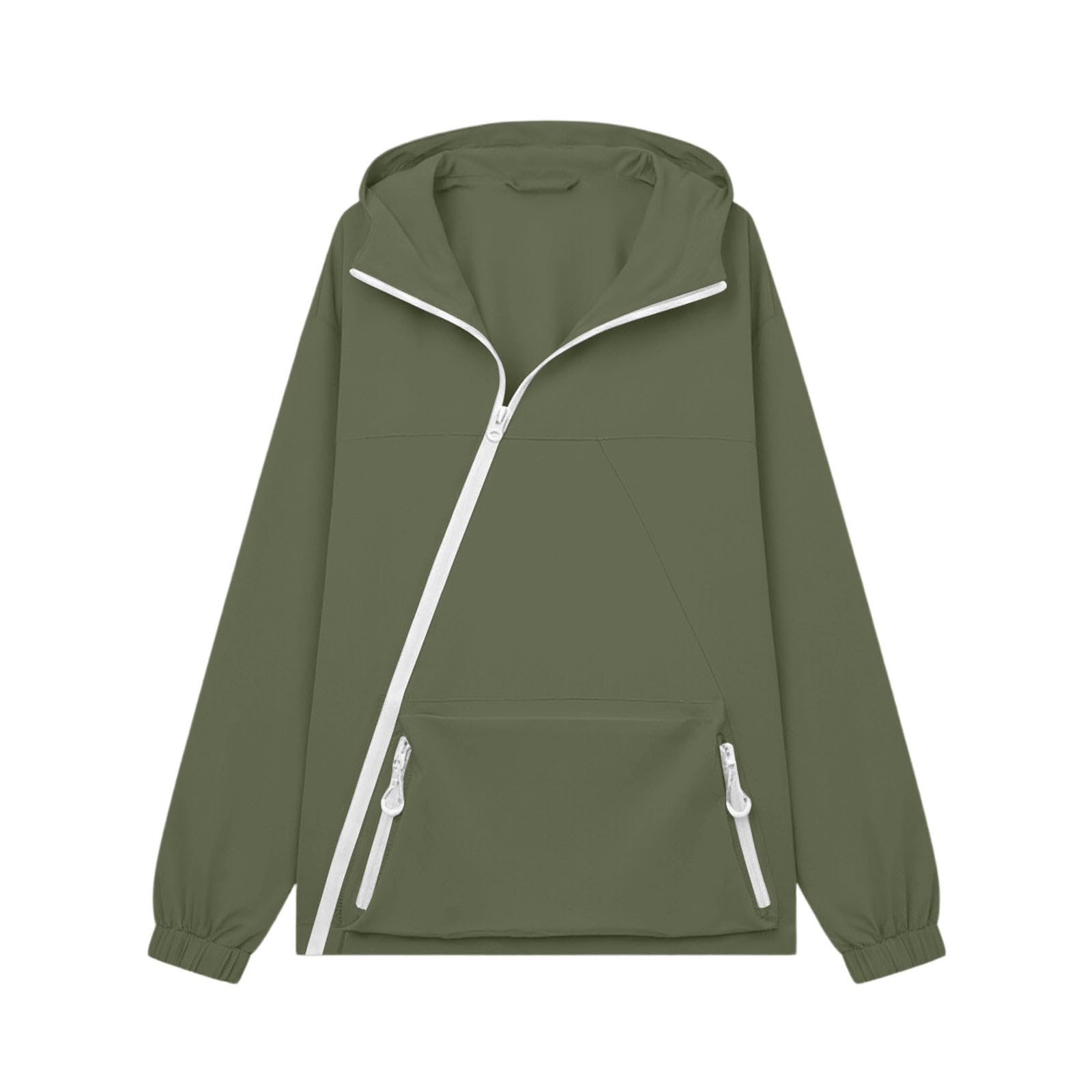 Veste Imperméable Femme Zippé Coupe Vent Avec Capuche Ciré Veste À Capuche Légère Manteaux Fine Décontracté Ample Parka Imperméable Avec Poches Pour Randonnée Camping Cyclisme