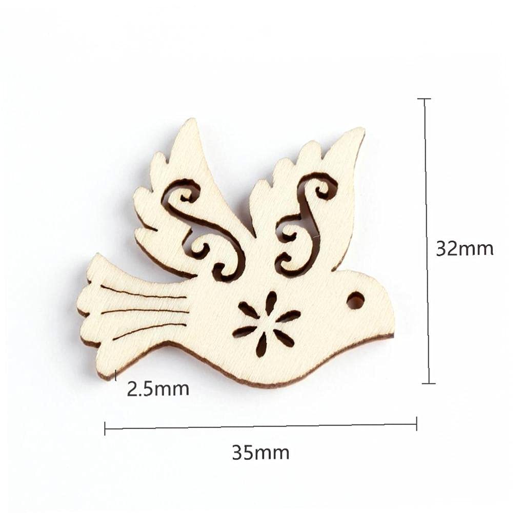 TOSSPER 20pcs Legno Uccello Abbellimento Incompiuti Pace Colombe Fette di Legno Ritagli per Scrapbooking Artigianato Decoration