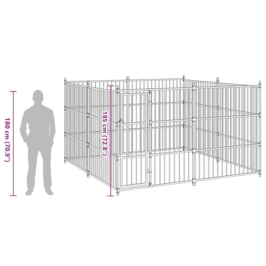 Perrera para perros de acero para exteriores, 300 × 300 × 185 cm, con cerradura, plegable y portátil, seguro para cachorros y perros, ideal para jardín, terraza, patio y uso en interiores