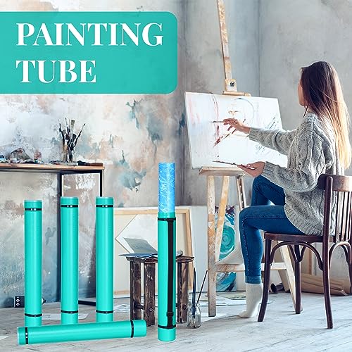 Image of Ireer 6 Pcs Expandable Poster Tube with Strap for Documents Artwork Container Poster Transport Map Holder Tube Blueprint Storage Carrying Case for Architect Teacher Student 24.5'' to 40''(Green)