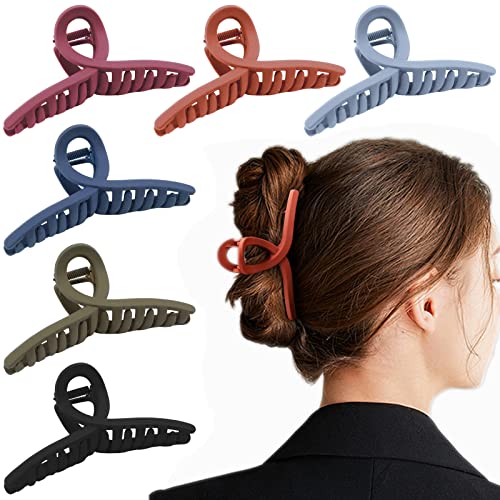 Wecoe 6 Pack Hair Clips For Women Thick Hair Hair Claw Clips Large Hair Clips Big Hair Clips Cute Matte Hair Clips For Thin Hair Curly Long Hair Clips Hair Accessories Christmas Gifts For Women Girls