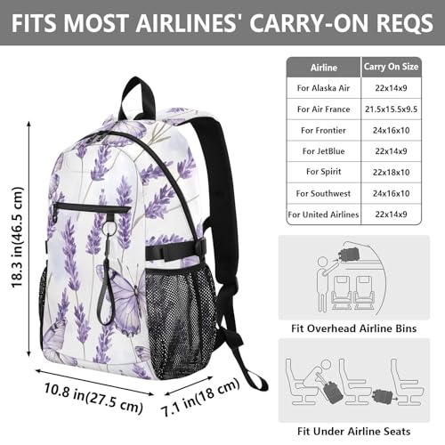 Sac à dos pc 14 pouces lavande Mnsruu papillon