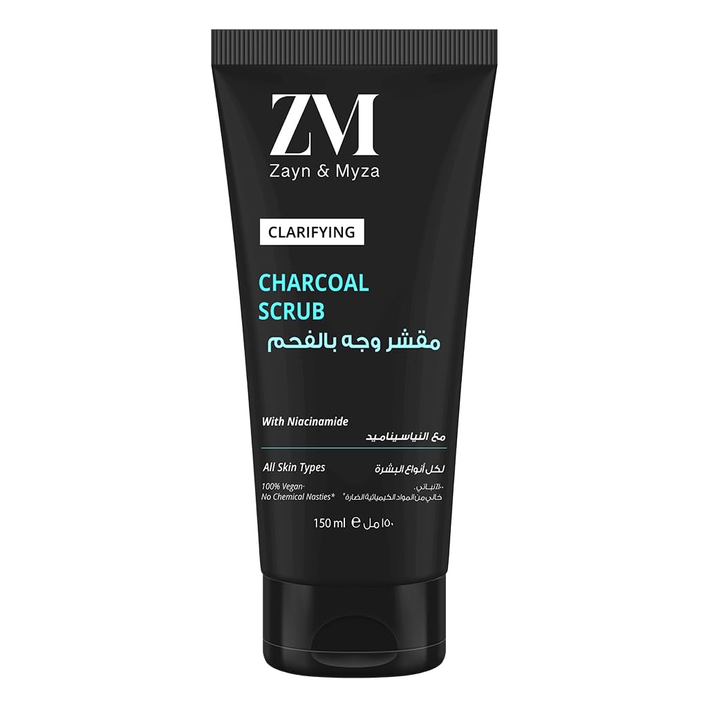 ZM Zayn & Myza Charcoal Scrub – 150ml, Detox & Glow, Halal & Vegan | مقشر الفحم ١٥٠ مل، تنقية وإشراق، نباتي وحلال