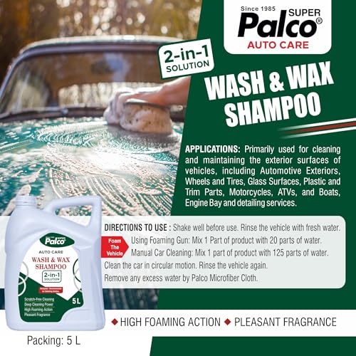 Image of PALCO Wash and Wax Car Shampoo 5 Ltr, pH Neutral Car Washing Shampoo