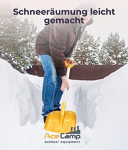 AceCamp Leichte zusammenklappbare Schneeschaufel, tragbar, verstellbar, Aluminium, Notfallschaufel, faltbar, Teleskop-Winterschaufel für Auto, Camping, Zuhause