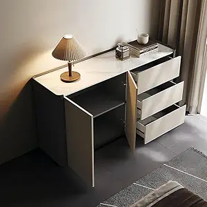 NG Decor Gray Corner Makeup Vanity Modern Minimalist Dresser with 3 Drawers