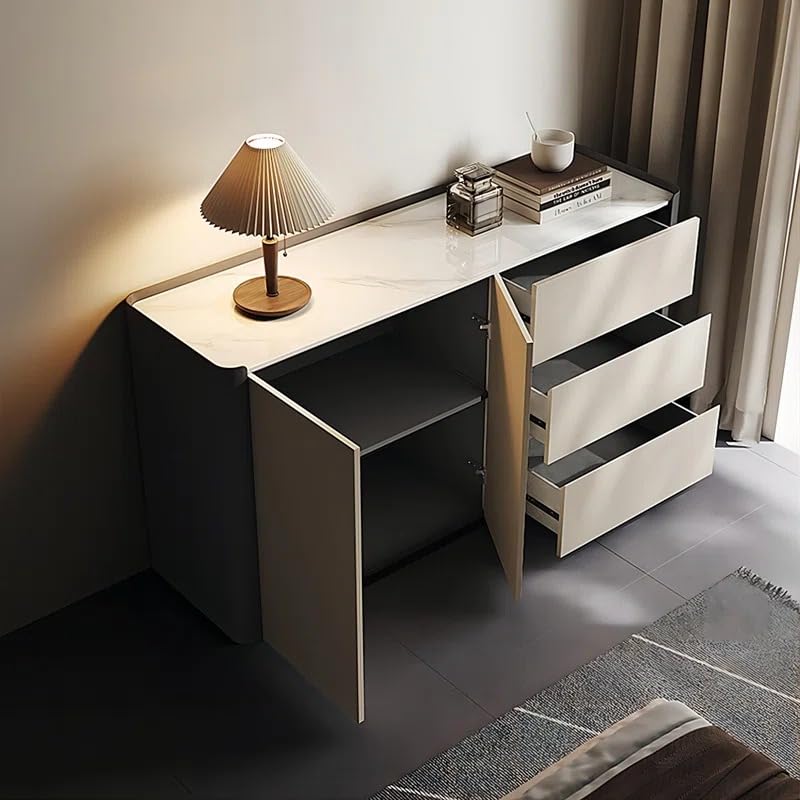 NG Decor Gray Corner Makeup Vanity Modern Minimalist Dresser with 3 Drawers-image-27