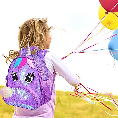 Toddler Backpack For Girls, 12" Unicorn Sequin Kids Bookbag, Cute Animal Preschool Kindergarten Schoolbag #TOP7