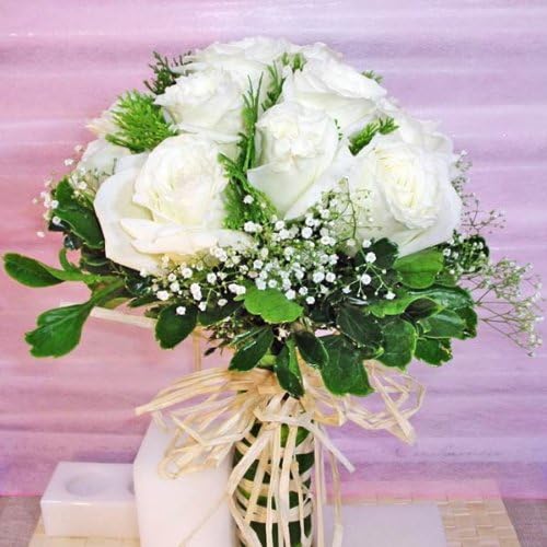 Classic White Rose Bridesmaids Bouquet