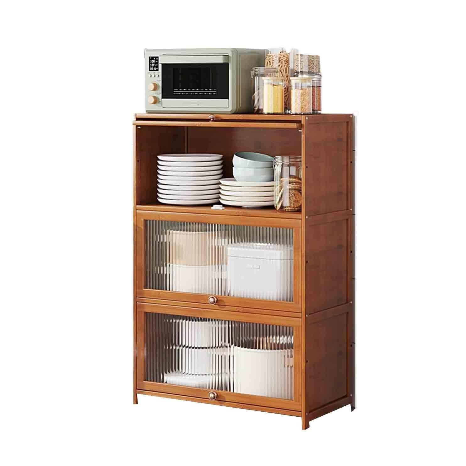 Szafka kuchenna Three-tiered Glass-door Kitchen Sideboard with Storage Składowanie