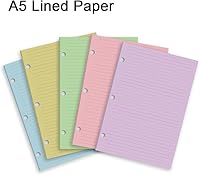 Vista 3 de Papel de relleno A5, papel de repuesto para cuaderno de 3 agujeros para carpeta recargable de 3 anillas, papel de repuesto para planificador