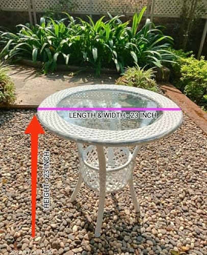 Image of PRATHAM India 2+1 Outdoor Indoor Patio Set Bistro Set Rattan Chair Patio Set Lawn Balcony Hall Outdoor Garden D 12 Chair Table Set (White)